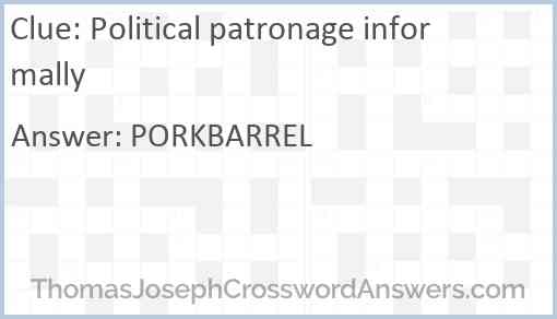Political patronage informally Answer