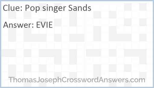 Pop singer Sands Answer