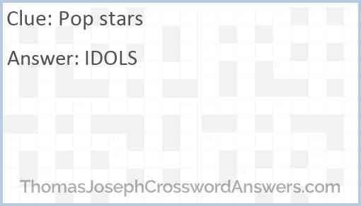 Pop stars crossword clue ThomasJosephCrosswordAnswers com