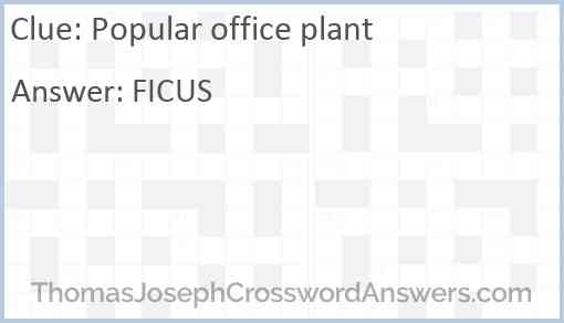 Popular office plant crossword clue ThomasJosephCrosswordAnswers com