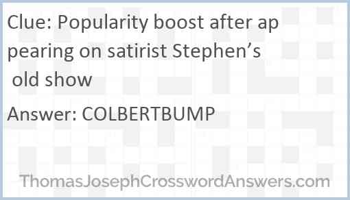 Popularity boost after appearing on satirist Stephen’s old show Answer