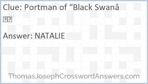 Portman of “Black Swan” Answer