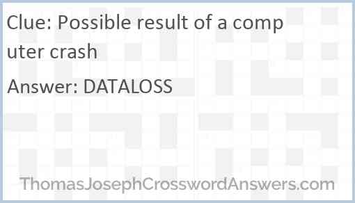 Possible result of a computer crash Answer