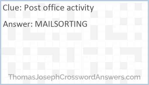 Post office activity Answer