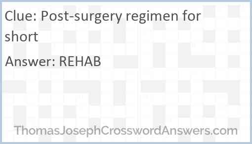 Post-surgery regimen for short Answer