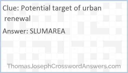 Potential target of urban renewal Answer