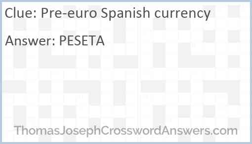 Pre-euro Spanish currency Answer