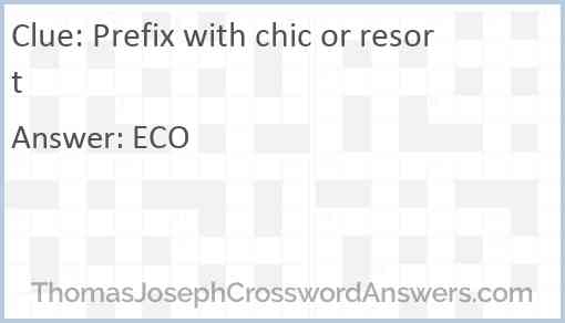Prefix with chic or resort Answer