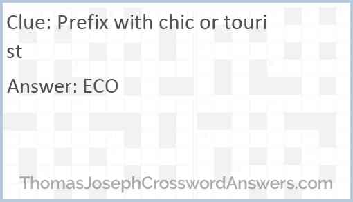 Prefix with chic or tourist Answer