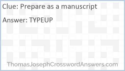 Prepare as a manuscript Answer