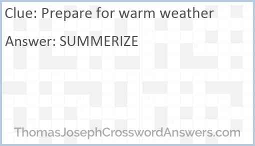 Prepare for warm weather Answer