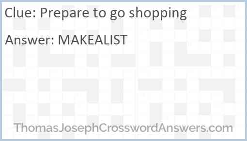 Prepare to go shopping Answer