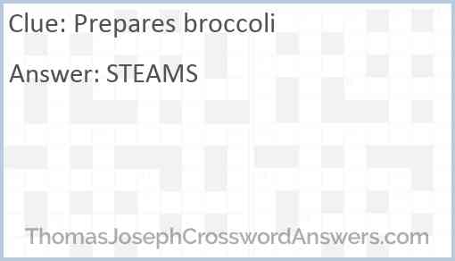 Prepares broccoli Answer