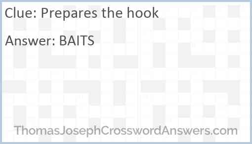 Prepares the hook Answer
