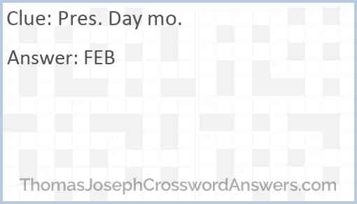 Pres. Day mo. Answer