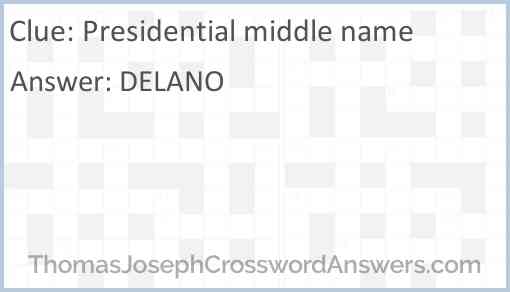 Presidential middle name Answer