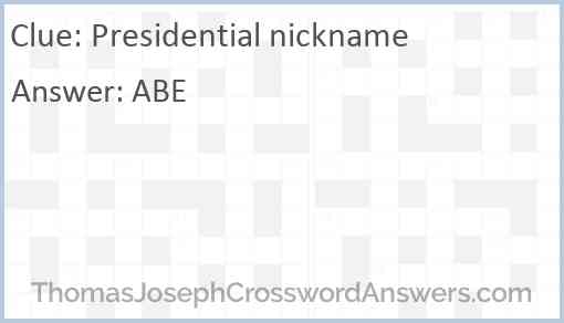 Presidential nickname Answer