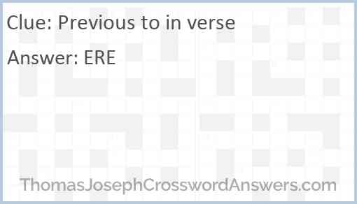 Previous to in verse Answer