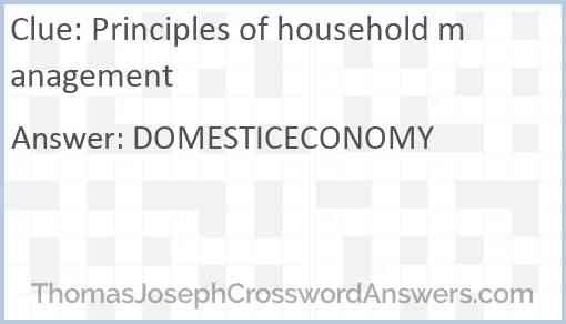 Principles of household management Answer