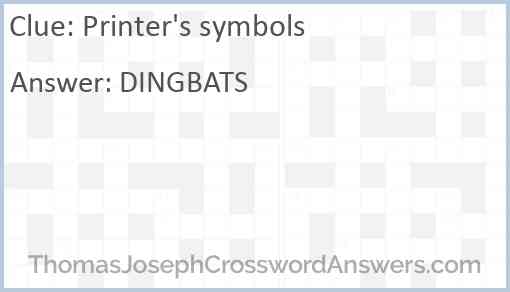 Printer's symbols Answer