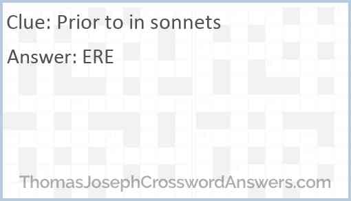 Prior to in sonnets Answer