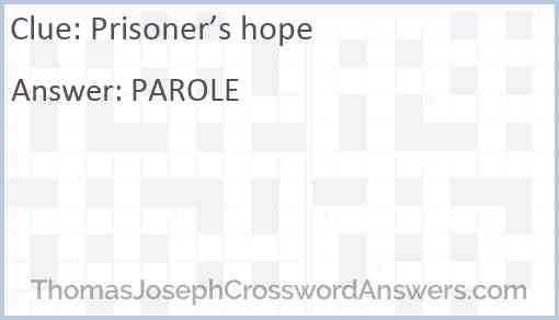 Prisoner’s hope Answer