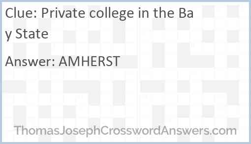 Private college in the Bay State Answer