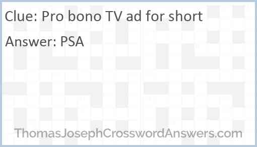Pro bono TV ad for short Answer