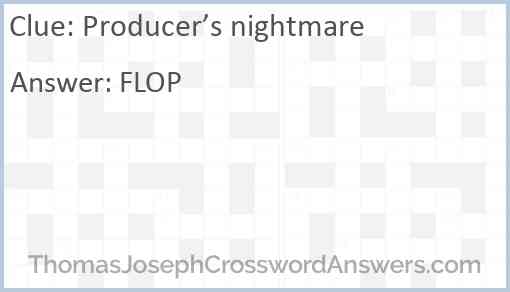Producer’s nightmare Answer