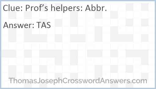 Prof’s helpers: Abbr. Answer