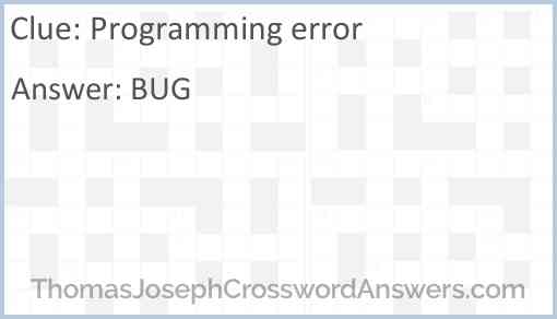 Programming error Answer