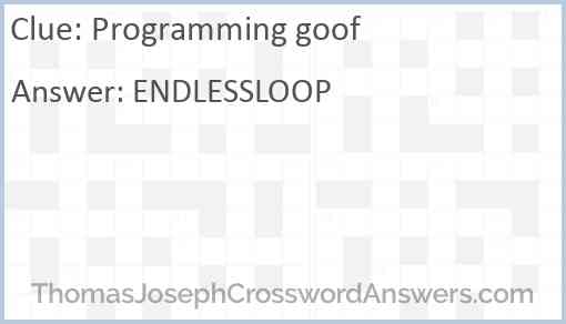 Programming goof Answer