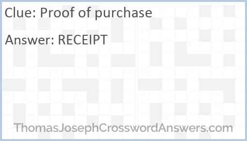 Proof of purchase Answer