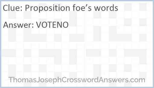 Proposition foe’s words Answer