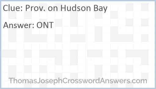 Prov. on Hudson Bay Answer