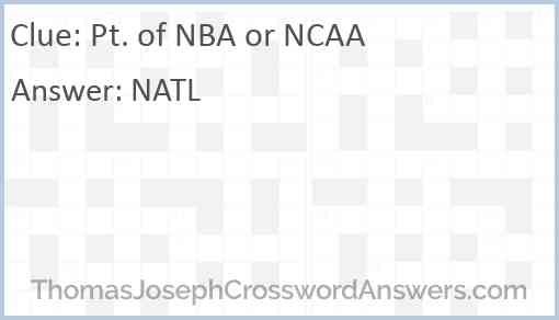 Pt. of NBA or NCAA Answer