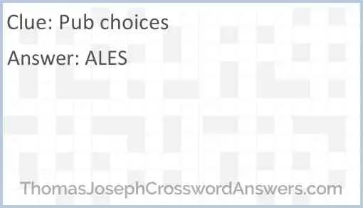 Pub choices Answer