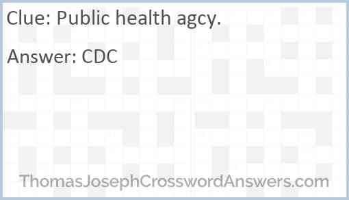 Public health agcy. Answer