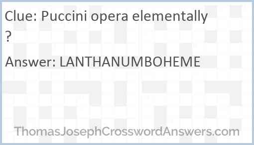 Puccini opera elementally? Answer