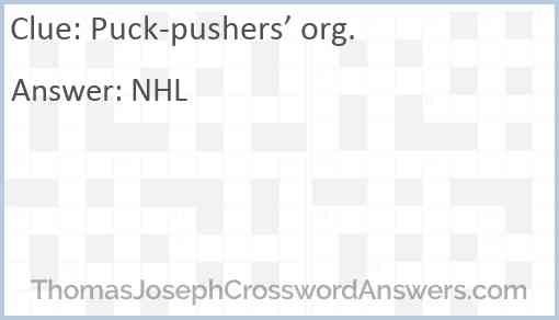Puck-pushers’ org. Answer