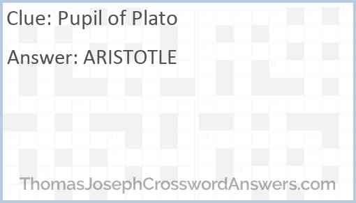 Pupil of Plato Answer