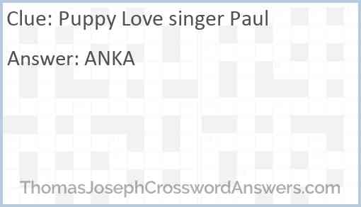 Puppy Love singer Paul Answer