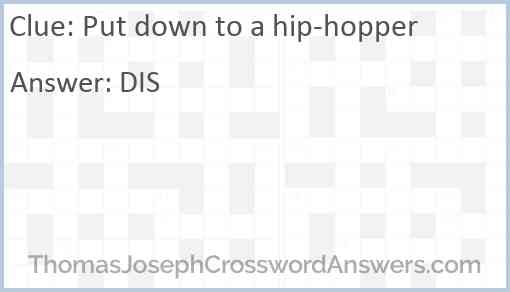 Put down to a hip-hopper Answer