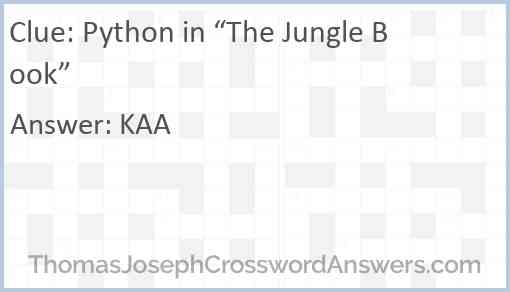 Python in “The Jungle Book” Answer