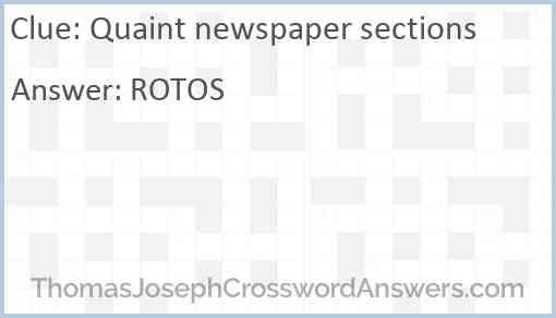 Quaint newspaper sections Answer