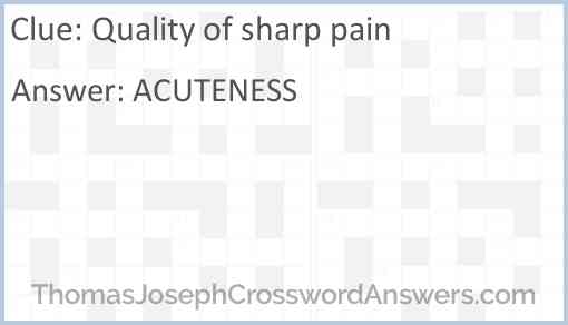 Quality of sharp pain Answer
