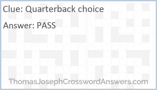 Quarterback choice Answer