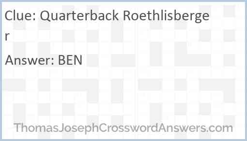 Quarterback Roethlisberger Answer