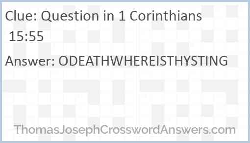 Question in 1 Corinthians 15:55 Answer