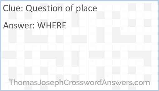 Question of place Answer